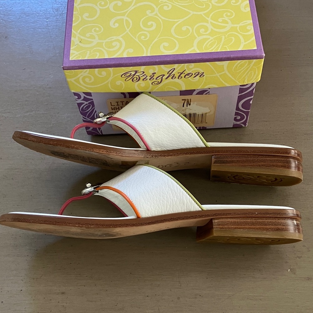 Brighton Women's Lita White/ Pink /Green Sandals Size 7N - Picture 10 of 10